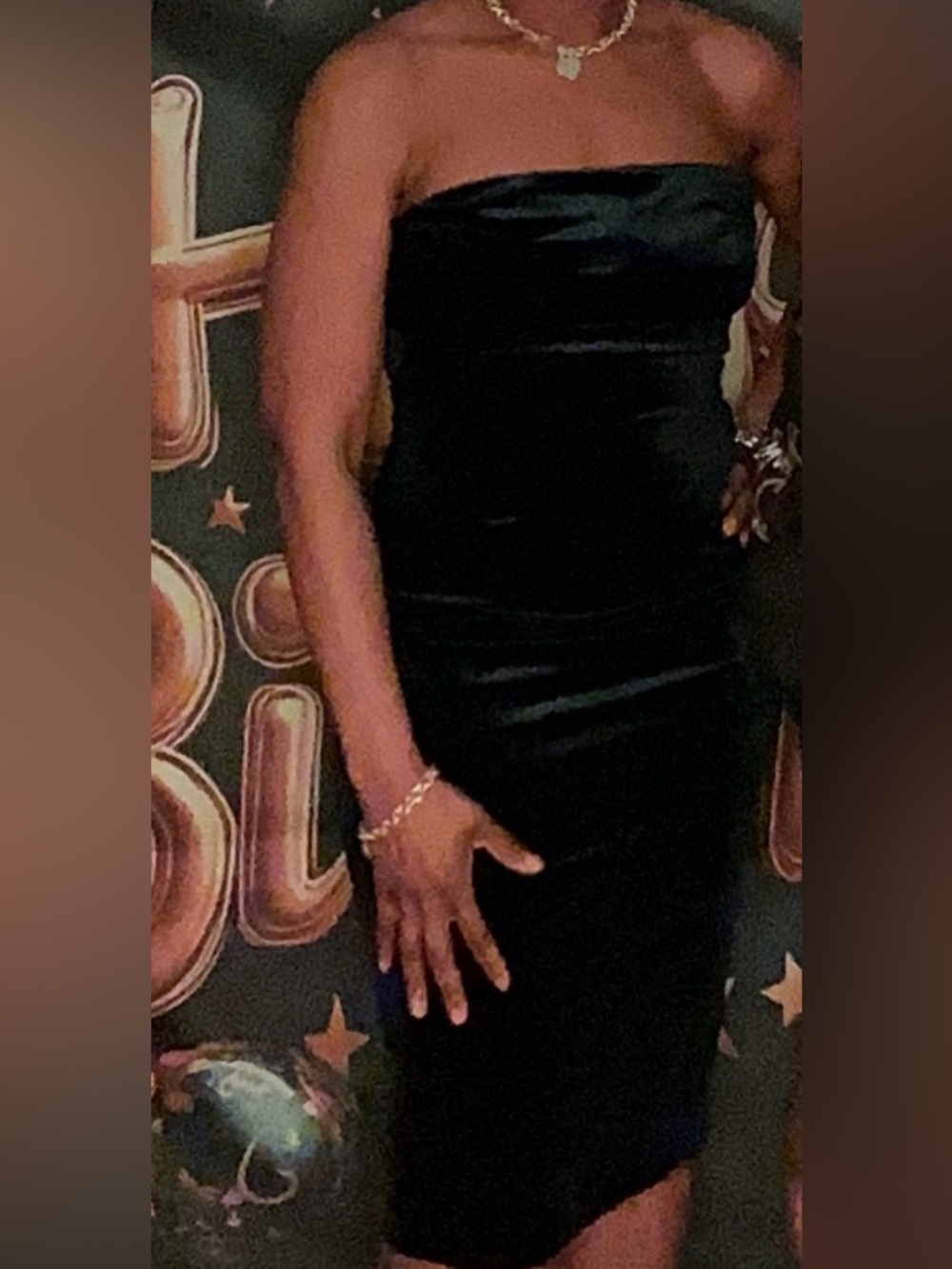 Windsor Navy Strapless Velvet Dress